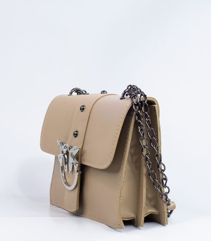 Sac à main cuir beige Love Birds (Pinko)