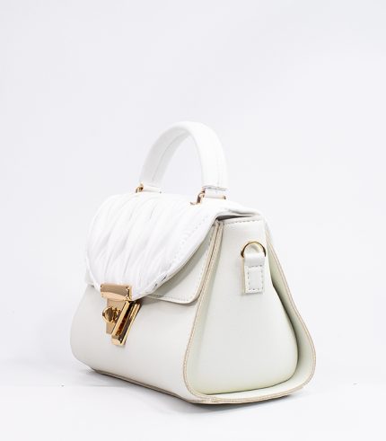 Sac à main cuir synthétique blanc cassé