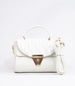 Sac à main cuir synthétique blanc cassé