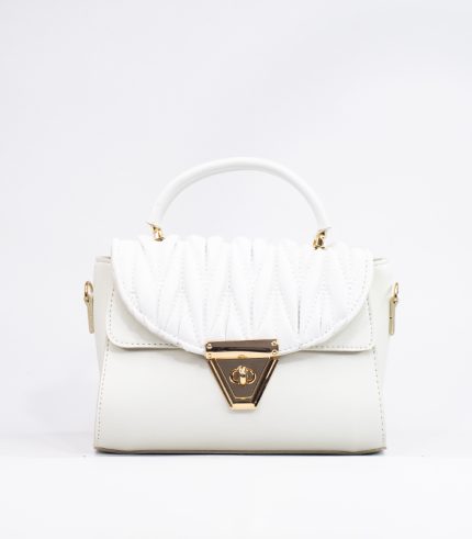 Sac à main cuir synthétique blanc cassé