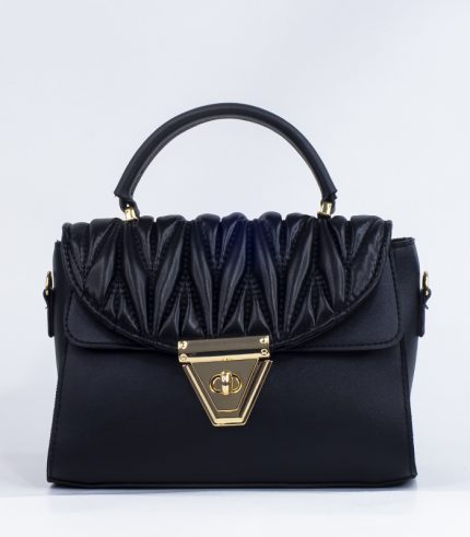 Sac à main cuir synthétique noir foncé